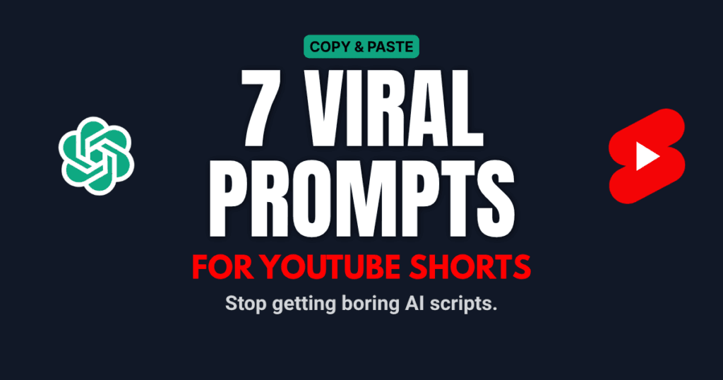 Article banner showing 7 viral ChatGPT prompts for YouTube Shorts scripts, featuring YouTube Shorts and AI chat icons.